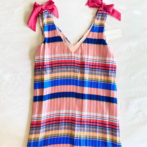 NWT FoxieDox Anthropologie Striped Pleated Shift Dress - Picture 9 of 16